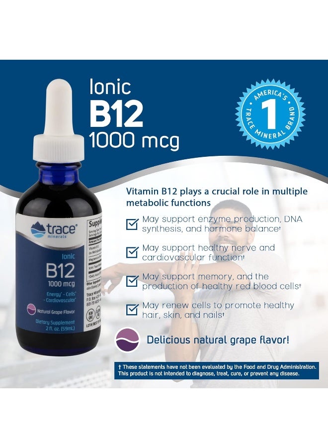 Trace Minerals مكمل فيتامين ب12 السائل الأيوني للبالغين - Image 2