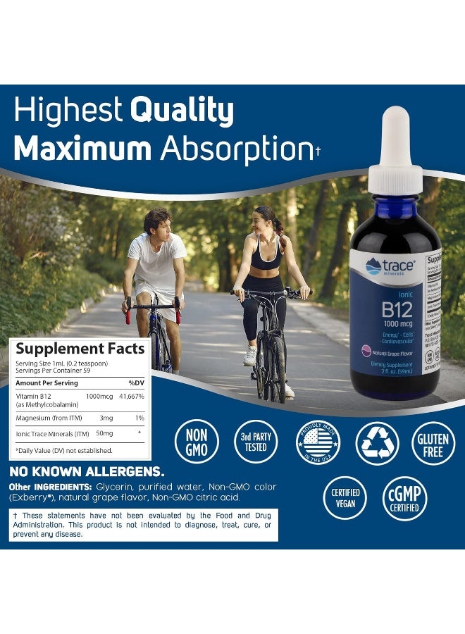 Trace Minerals مكمل فيتامين ب12 السائل الأيوني للبالغين - Image 3