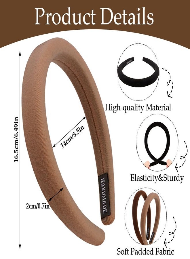 Aprince Padded Headbands for Women 5Pcs, Neutral Headband Non-slip, Thin Headbands with Soft Fabric, Comfortable Brown Headband, Head Bands for Women’s Hair, Plain Elastic Hairbands Fashion - Image 2