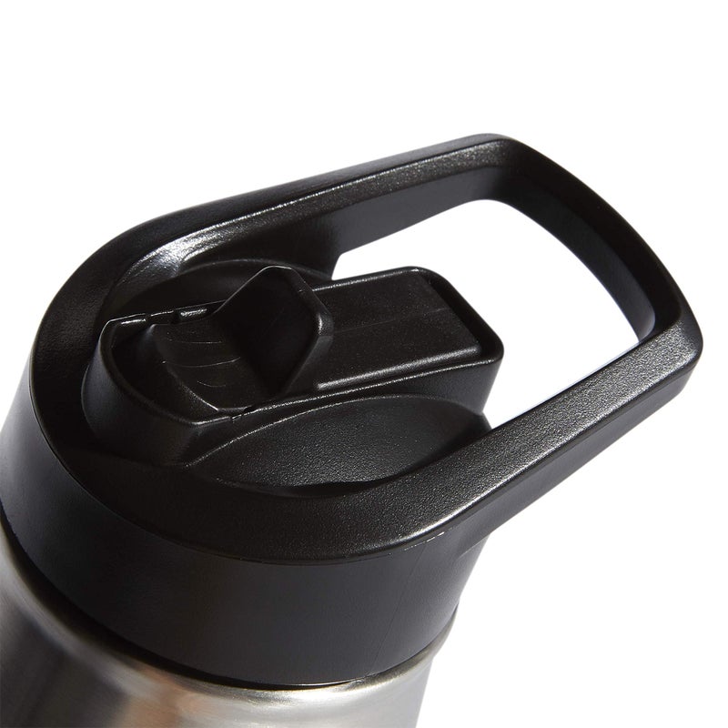 adidas 600 ML (20 oz) Straw Top Metal Water Bottle, Hot/Cold Double-Walled Insulated 18/8 Stainless Steel, Stainless Steel/Black, One Size - Image 4