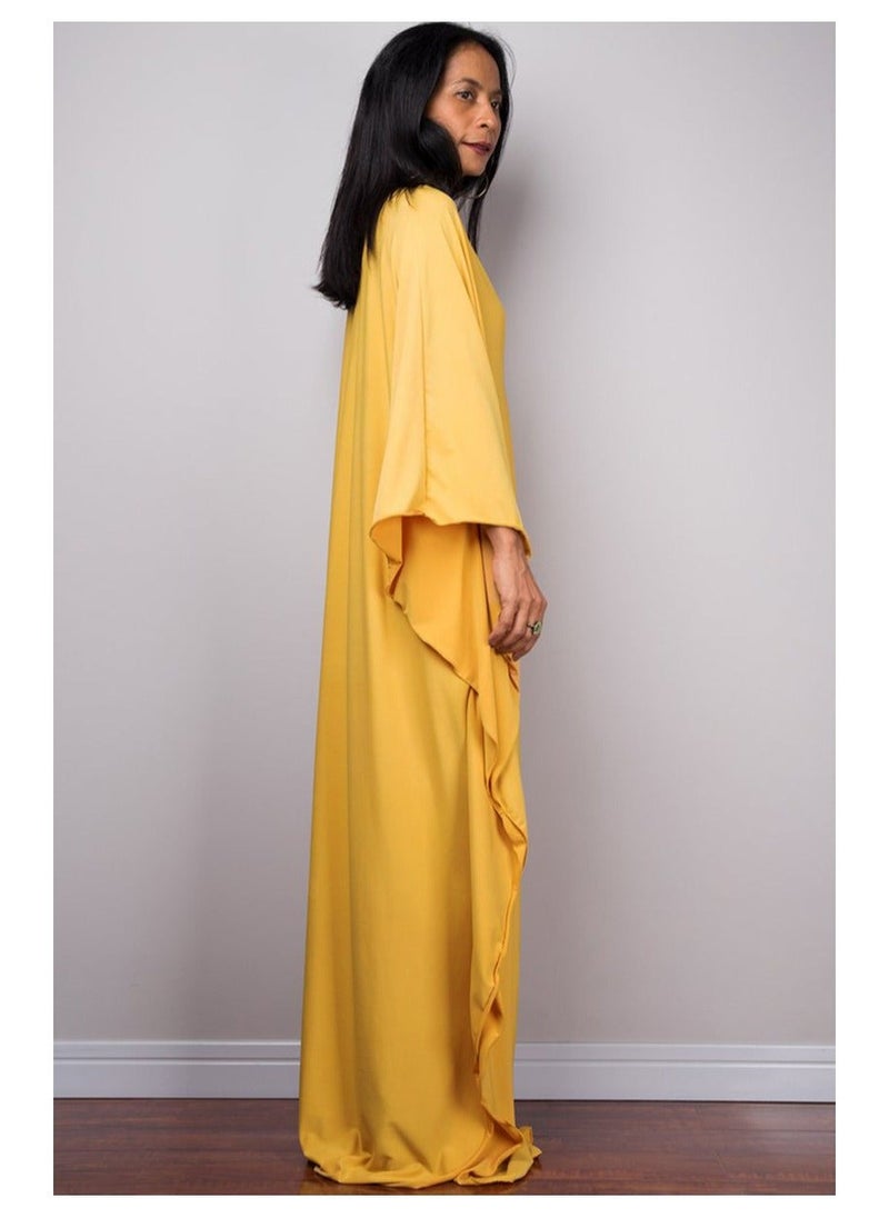 NIBEMINENT Women Bathing Suit Cover Up Beach Maxi Dresses Loose Oversized Smock Gown Holiday Sun Protection Yellow  - Image 5