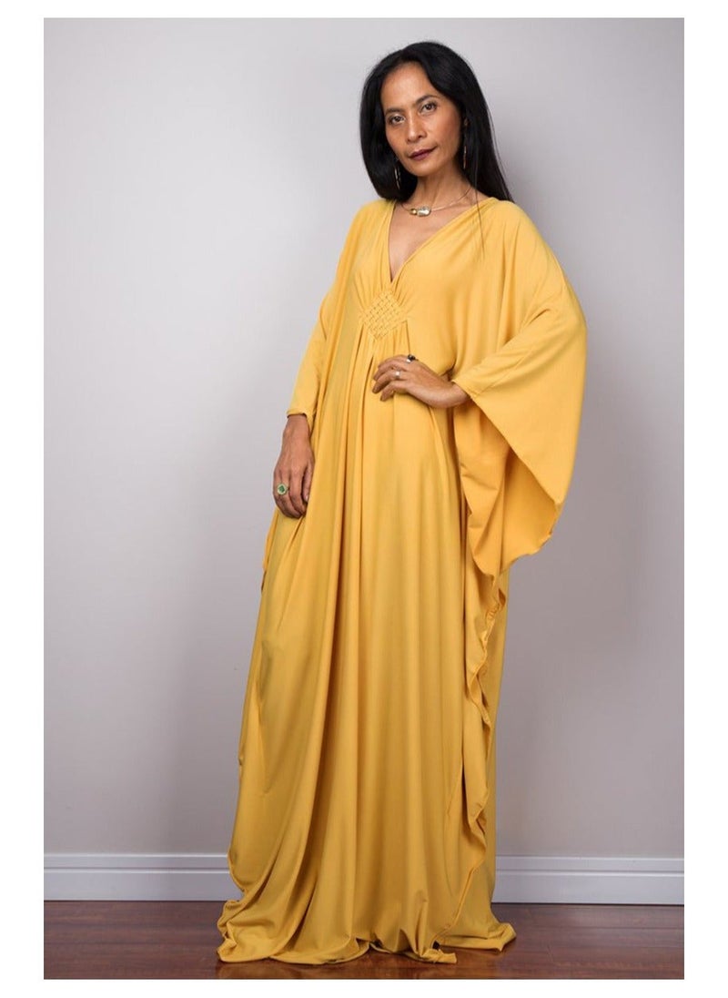 NIBEMINENT Women Bathing Suit Cover Up Beach Maxi Dresses Loose Oversized Smock Gown Holiday Sun Protection Yellow  - Image 4