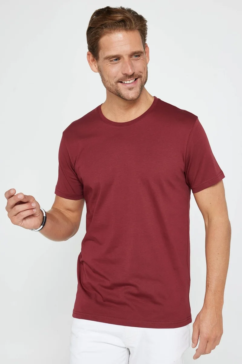 تودورس Unisex 5-Pack Black-White-Khaki-Burgundy-Mink Slim Fit Slim Cut 100% Cotton Crew Neck T-Shirt