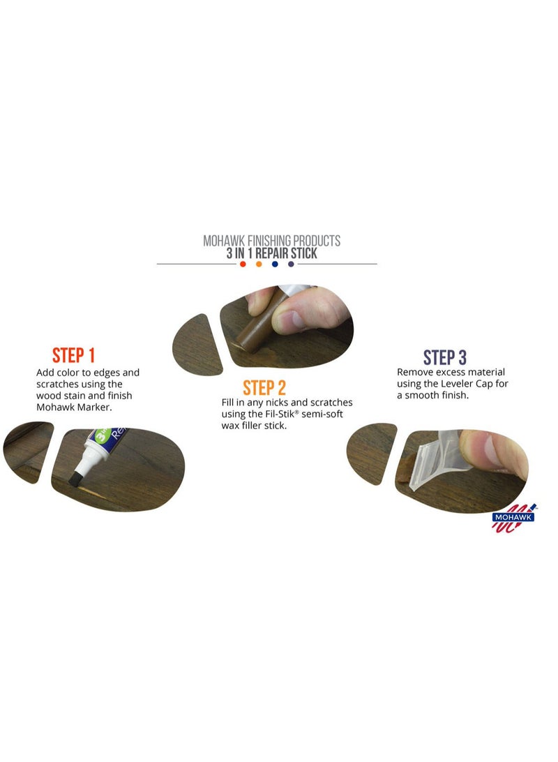 Mohawk Finishing Products Mohawk 3 in 1 Repair Stik Light Grey M319 3003B, All in One Solution for Wood and Furniture Scratches, Touch Up Marker Pen, Wood Filler Putty, Levelling Cap - Image 4