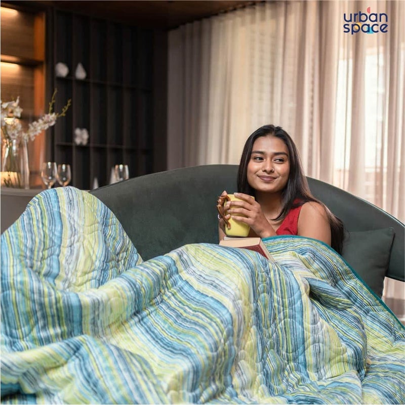 Urban Space بطانية دوفية مريحة من القطن 100% لسرير مزدوج مع 1 ملاءة سرير مزدوج من القطن مع 2 غطاء وسادة مجموعة 4 قطع مائية رائعة لندن - Image 5