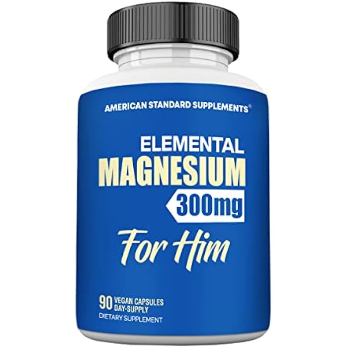 American Standard Supplements Magnesium Glycinate 300mg Per Serving as Magnesium Glycinate, Magnesium for Him - Vegan, Gluten Free, Non-GMO, 90 Capsules, 45 Servings - Image 1