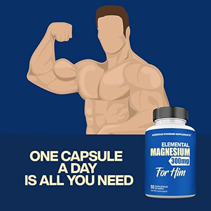 American Standard Supplements Magnesium Glycinate 300mg Per Serving as Magnesium Glycinate, Magnesium for Him - Vegan, Gluten Free, Non-GMO, 90 Capsules, 45 Servings - Image 4