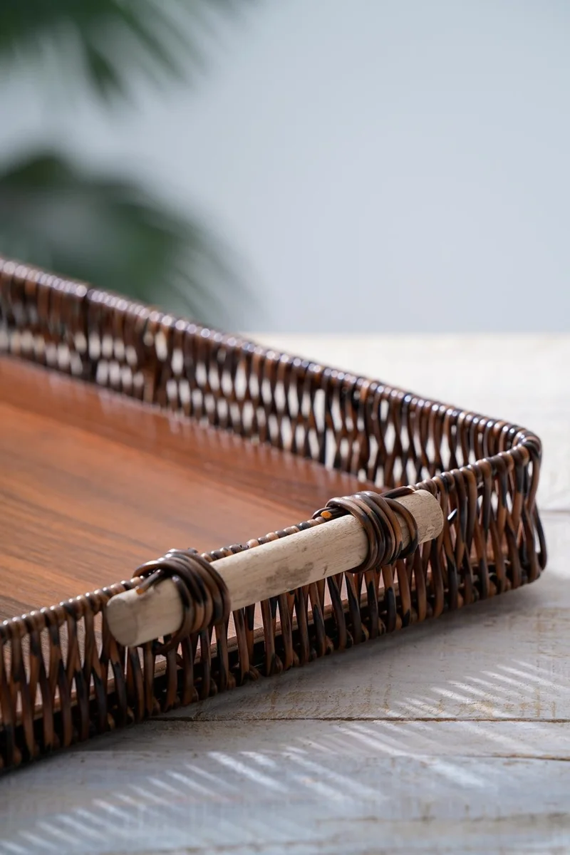 Acar Wicker Rectangular Presentation Tray - 39 cm