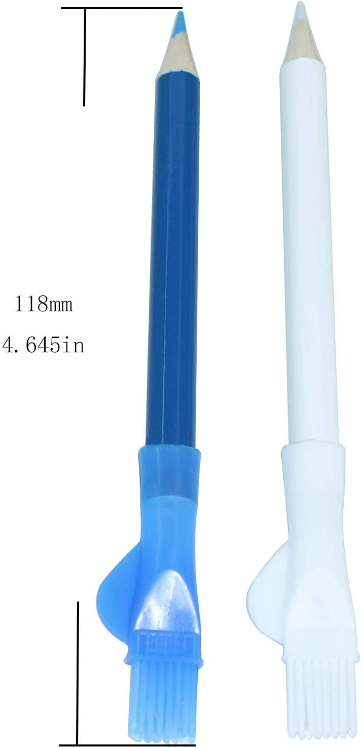 Longdex Fabric Marking Pencil 2PCS Colors Pencils Tailor Chalk with Brush for Sewing Craft Blue and White - Image 3