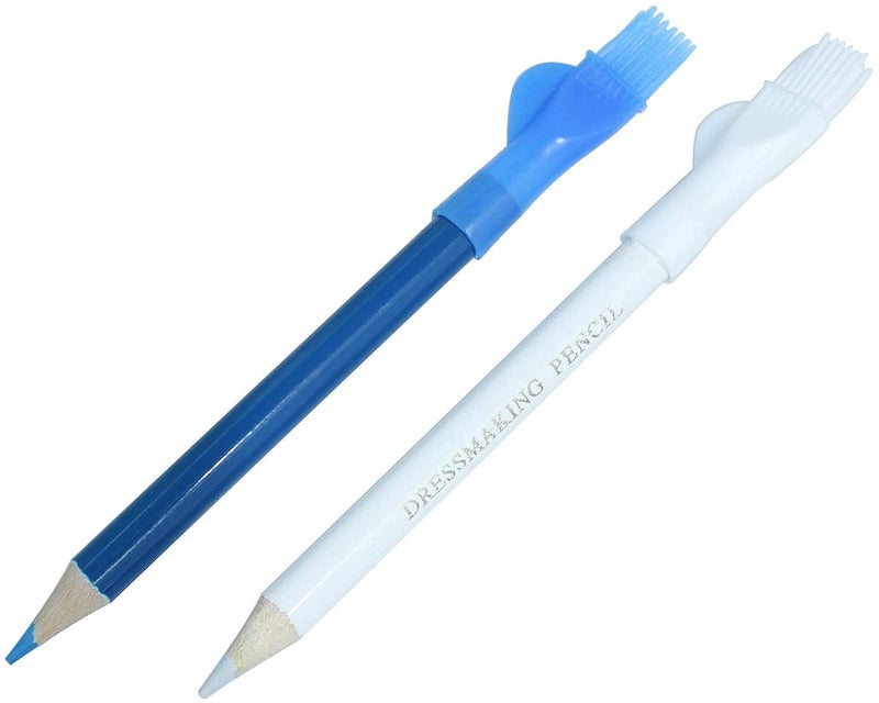 Longdex Fabric Marking Pencil 2PCS Colors Pencils Tailor Chalk with Brush for Sewing Craft Blue and White - Image 5