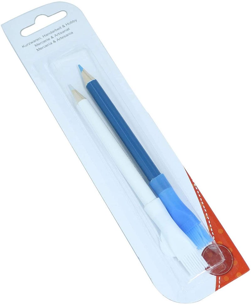 Longdex Fabric Marking Pencil 2PCS Colors Pencils Tailor Chalk with Brush for Sewing Craft Blue and White - Image 4