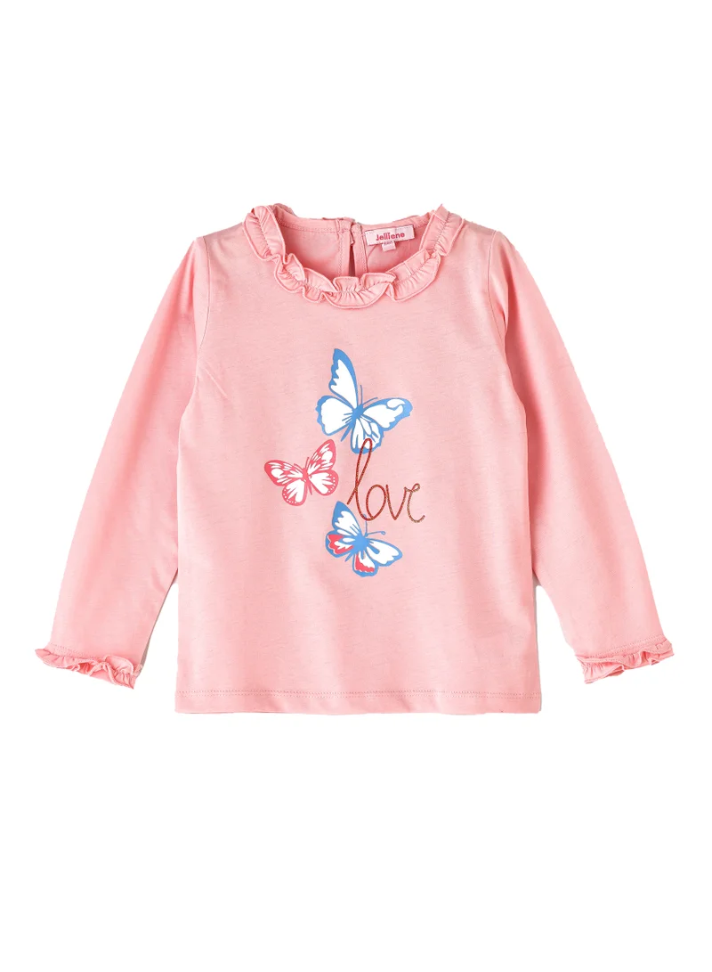جيلين Girls' Butterfly Graphic Print Top