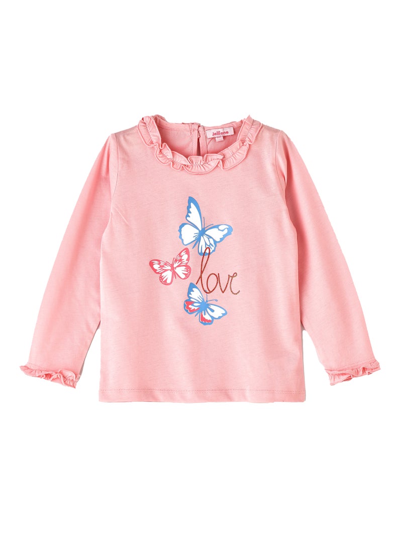 Jelliene Girls' Butterfly Graphic Print Top - Image 1