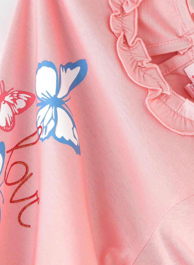 Jelliene Girls' Butterfly Graphic Print Top - Image 4