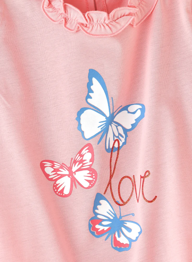Jelliene Girls' Butterfly Graphic Print Top