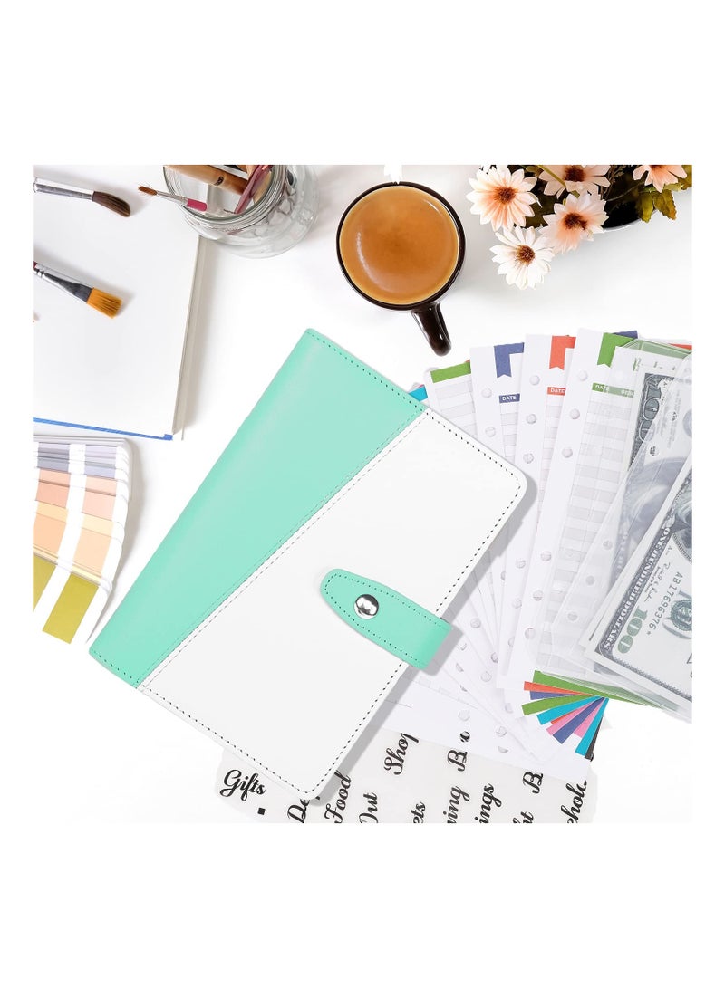SYOSI Budget Binder with Cash Envelopes, A6 Stitching PU Leather Zipper Envelopes and Sheets, 12pcs for Saving Money, Organizer System - Image 5