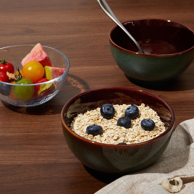 Pokini 5.5" Cereal Bowls & Dessert Bowls Set of 6-22 Oz Small Bowls for Kitchen-Ceramic Bowl for Cereal, Soup, Oatmeal, Salad, Ramen, Noodle, Rice, Yogurt-Dishwasher & Microwave Safe, Brown Green - Image 5