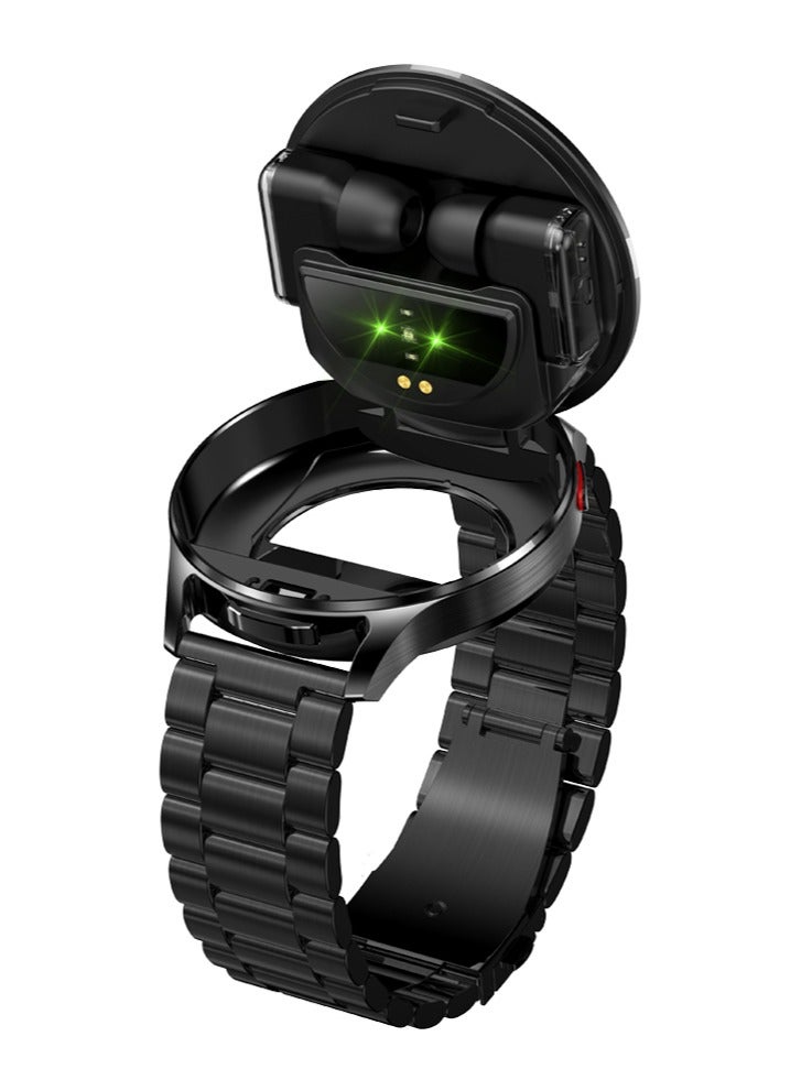 RollsTimi  Smart Watch with Earbuds,2 in 1 TWS Smartwatches,1.43" Colorful AMOLED Display Smartwatch for Android iOS,Waterproof Fitness Tracker Long Time Standby (Black Rigid) - Image 1