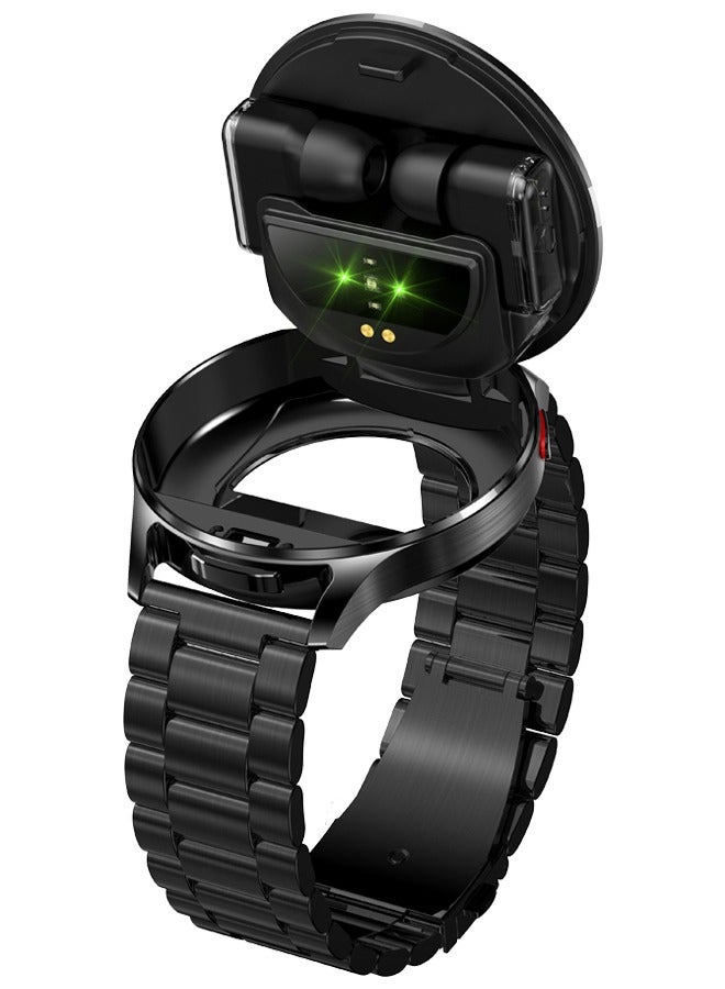 RollsTimi Smart Watch with Earbuds,2 in 1 TWS Smartwatches,1.43" Colorful AMOLED Display Smartwatch for Android iOS,Waterproof Fitness Tracker Long Time Standby (Black Rigid)