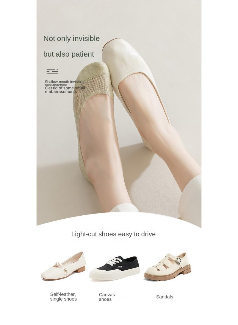 Y&D White 6 Piece Set Women's Thin Shallow Mesh Invisible Mesh Breathable Non Slip Socks - Image 4