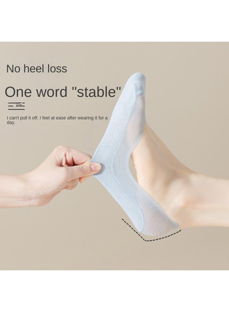 Y&D White 6 Piece Set Women's Thin Shallow Mesh Invisible Mesh Breathable Non Slip Socks - Image 5
