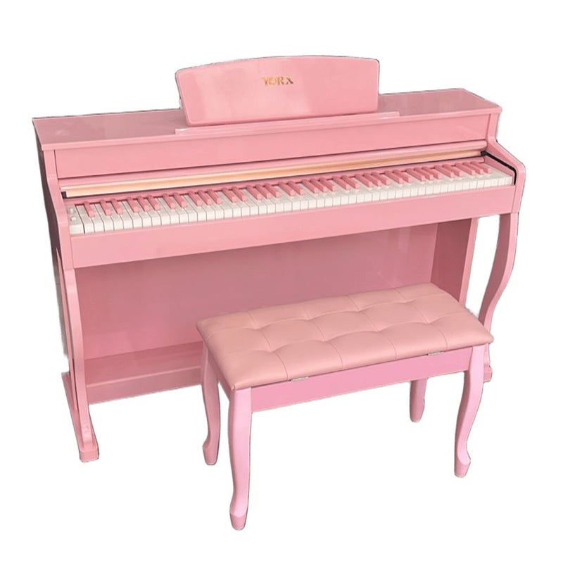 YORX K81 Pink Digital Piano with Matching Bench – Stylish Beginner Set - Image 1