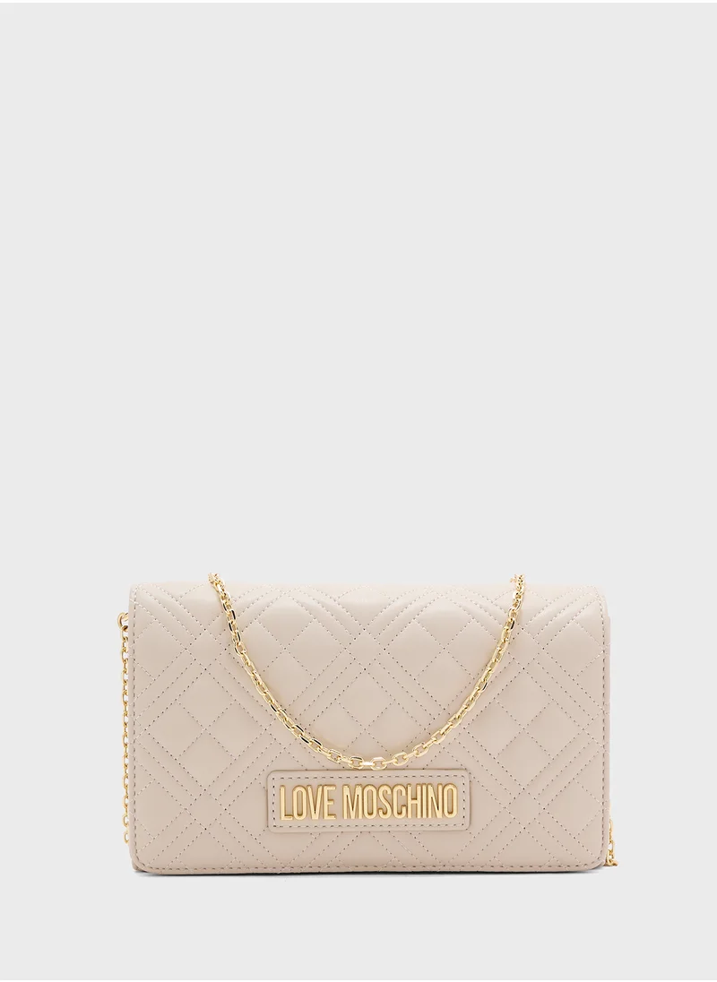 Love Moschino Chain Detailed Flap Over Clutche