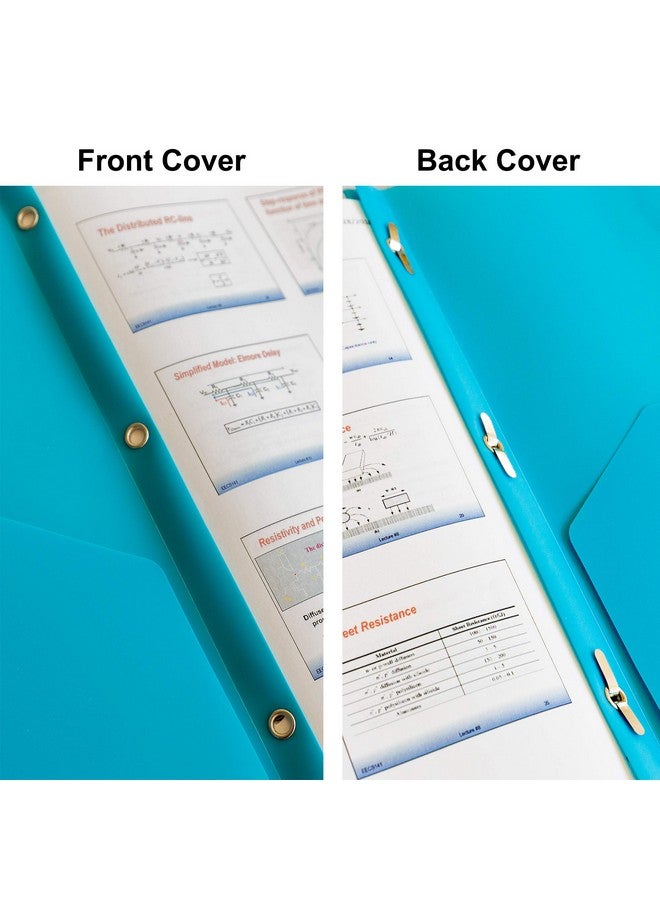 Youngever 12 Pack Heavy Duty Plastic Two Pocket Folders With 3 Prongs, Metal Prongs Fastener, Heavy Duty Plastic 2 Pocket Folder, In 6 Coastal Colors - Image 4