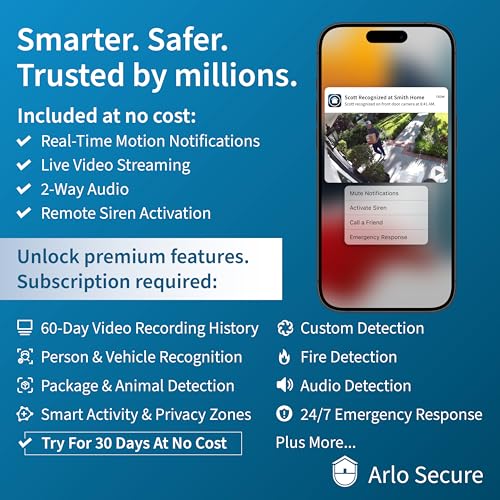 Arlo Essential Security Camera HD | Indoor Only | 2nd Gen | Pet Camera & Baby Monitor | Wired, Automated Privacy Shield, 2-Way Audio, Night Vision, Live Stream, Motion Alerts,Notifications|White 1 Cam - Image 5