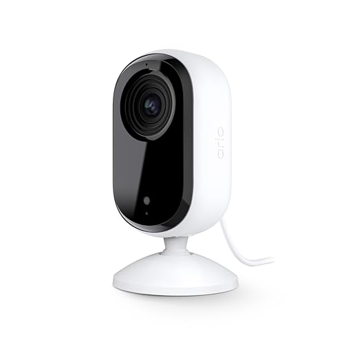 Arlo Essential Security Camera HD | Indoor Only | 2nd Gen | Pet Camera & Baby Monitor | Wired, Automated Privacy Shield, 2-Way Audio, Night Vision, Live Stream, Motion Alerts,Notifications|White 1 Cam - Image 1