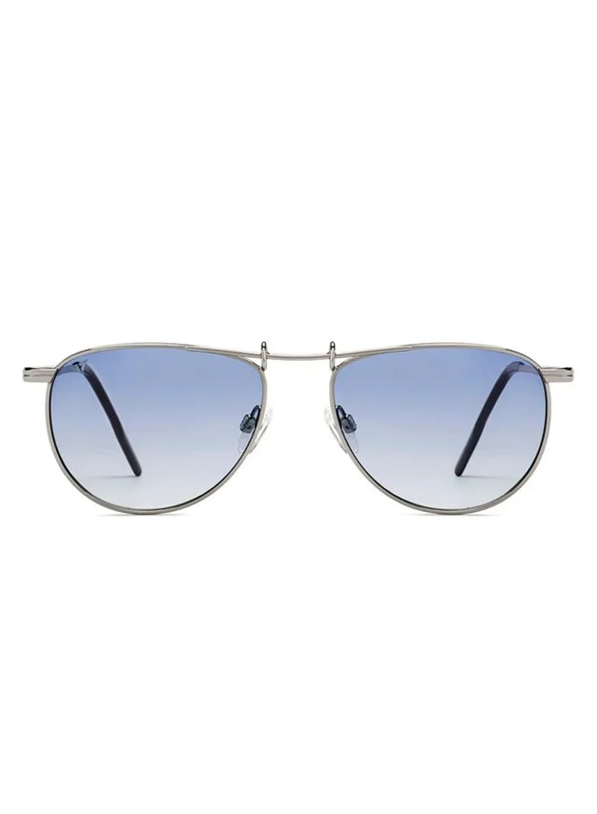 VINCENT CHASE Vincent Chase By Lenskart | Silver Blue Full Rim Pilot | Economic Range | Branded Latest and Stylish Sunglasses | 100% UV Protected | Men &amp; Women | Medium | VC S15804