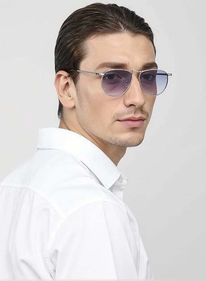 VINCENT CHASE Vincent Chase By Lenskart | Silver Blue Full Rim Pilot | Economic Range | Branded Latest and Stylish Sunglasses | 100% UV Protected | Men &amp; Women | Medium | VC S15804