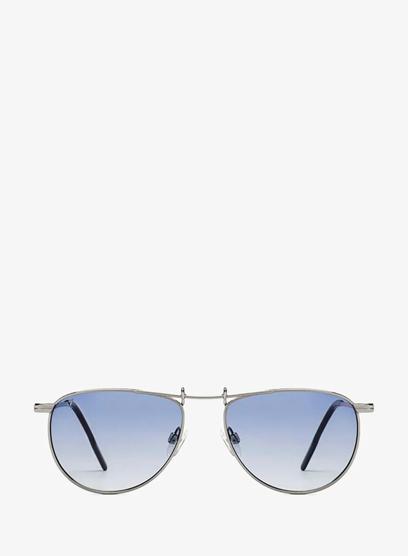 VINCENT CHASE Vincent Chase By Lenskart | Silver Blue Full Rim Pilot | Economic Range | Branded Latest and Stylish Sunglasses | 100% UV Protected | Men &amp; Women | Medium | VC S15804