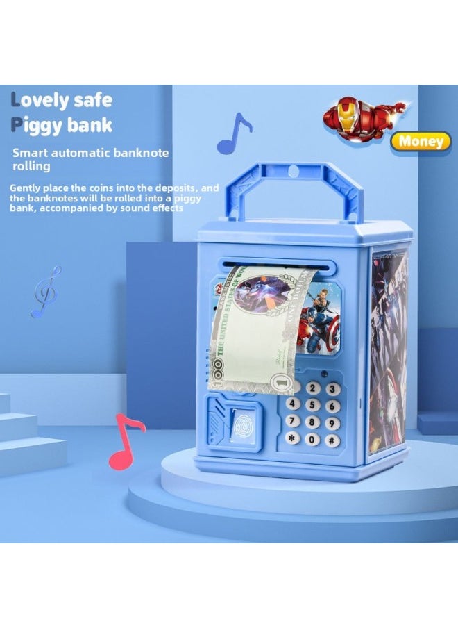 Generic - 2024 Children's Ultraman Piggy Bank Boy's Large Capacity Can't Fall, Only Can't Enter, Password Piggy Bank-Color:Blue Otoman [key Code Lock☆Music Story] Battery - Image 1