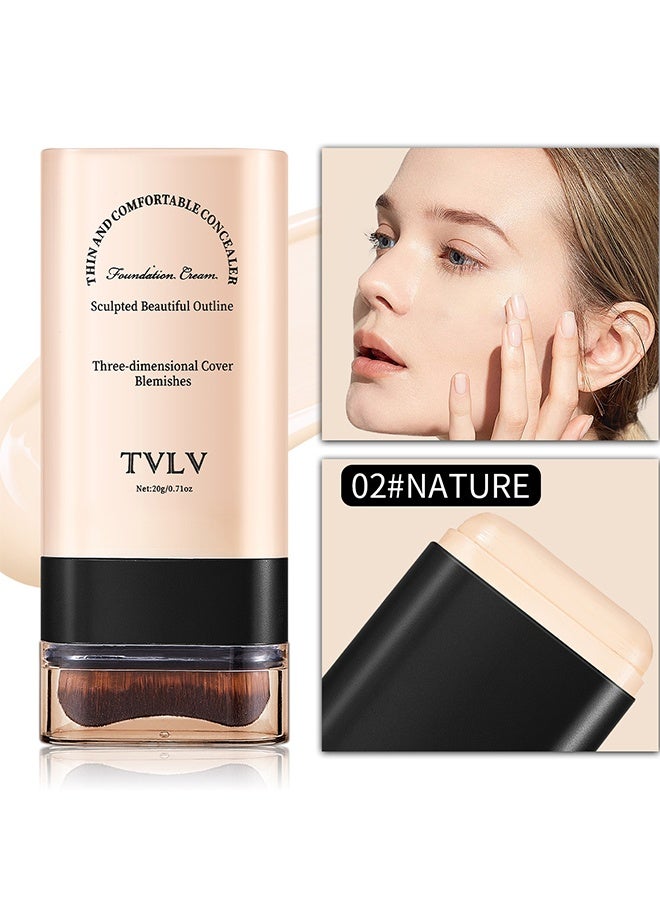 TVLV 2-in-1 Long-Lasting Foundation And Concealer Stick, Concealer Foundation Cream Stick, Face And Body Moisturizing Concealer Foundation, Flawlessly Covers Dark Circles, Wrinkles, Fine Lines, Features A Built-In Soft, Dense Brush Head - Image 2