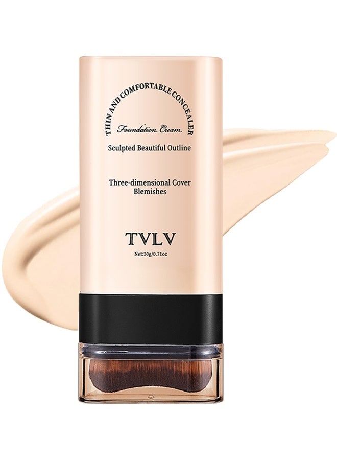 TVLV 2-in-1 Long-Lasting Foundation And Concealer Stick, Concealer Foundation Cream Stick, Face And Body Moisturizing Concealer Foundation, Flawlessly Covers Dark Circles, Wrinkles, Fine Lines, Features A Built-In Soft, Dense Brush Head - Image 1
