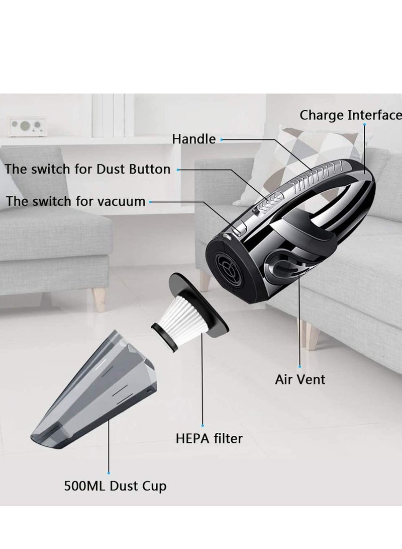 Handheld Vacuums, Wet and Dry Cleaner 120W 6000Pa Strong Suction, 2200mAh Up to 30 Mins Car Rechargeable, Portable for Home, Pet, and Office - Image 5