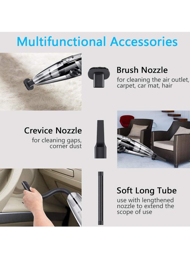 Handheld Vacuums, Wet and Dry Cleaner 120W 6000Pa Strong Suction, 2200mAh Up to 30 Mins Car Rechargeable, Portable for Home, Pet, and Office - Image 4