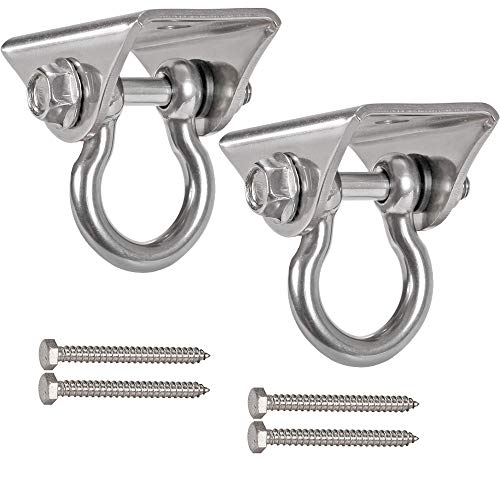WAREMAID Set of 2 Heavy Duty 180 Swing Hangers Stainless Steel Swing Hook for Ceiling Wooden Porch Swing Hanging kit Playground Gym Rope Boxing Bag Hammock Chair Yoga Swing Mount 1000 lb Capacity - Image 1