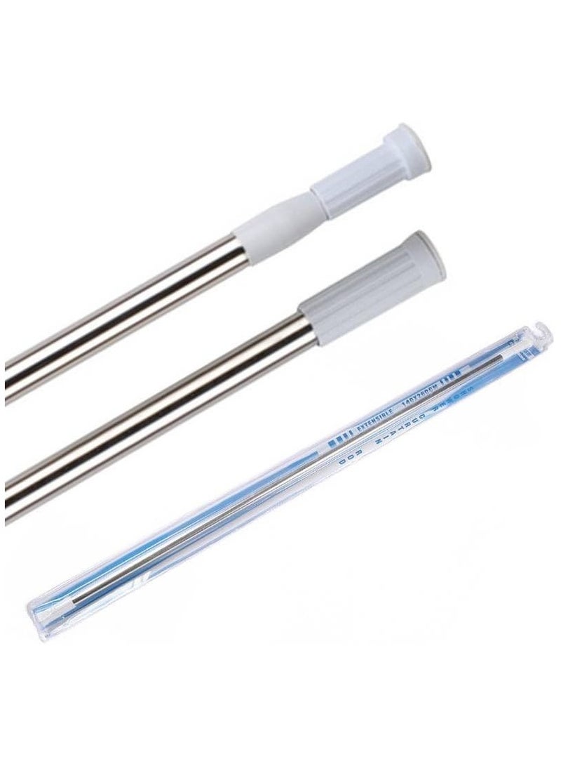 MOMENT عصا ستارة دش قابلة للتلسكوب MOMENT [140-260 سم]، عصا دش بتوتر، لا تصدأ، عصا ستارة دش مضادة للانزلاق لنافذة الحمام، عصا ستارة دش بتوتر قابل للتعديل، فضي - Image 1