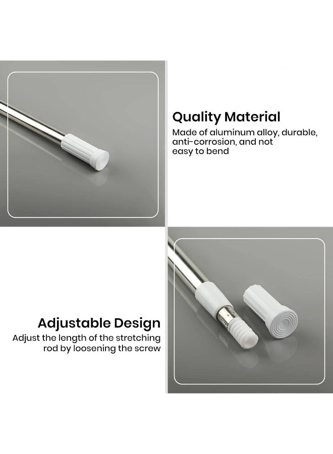 MOMENT Telescopic Shower Curtain Rods [140-260 Cm] Shower Rod Tension, Never Rust Anti-Slip Shower Curtain Rod For Bathroom Window, Adjustable Tension Shower Curtain Rod, Silver - Image 5
