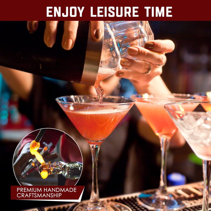 Chouggo Martini Glasses Set of 4, Hand Blown Premium Crystal Cocktail Glasses, for Bar, Martini, Cosmopolitan, Manhattan, Gimlet, Pisco Sour - 9Oz, Clear - Image 2