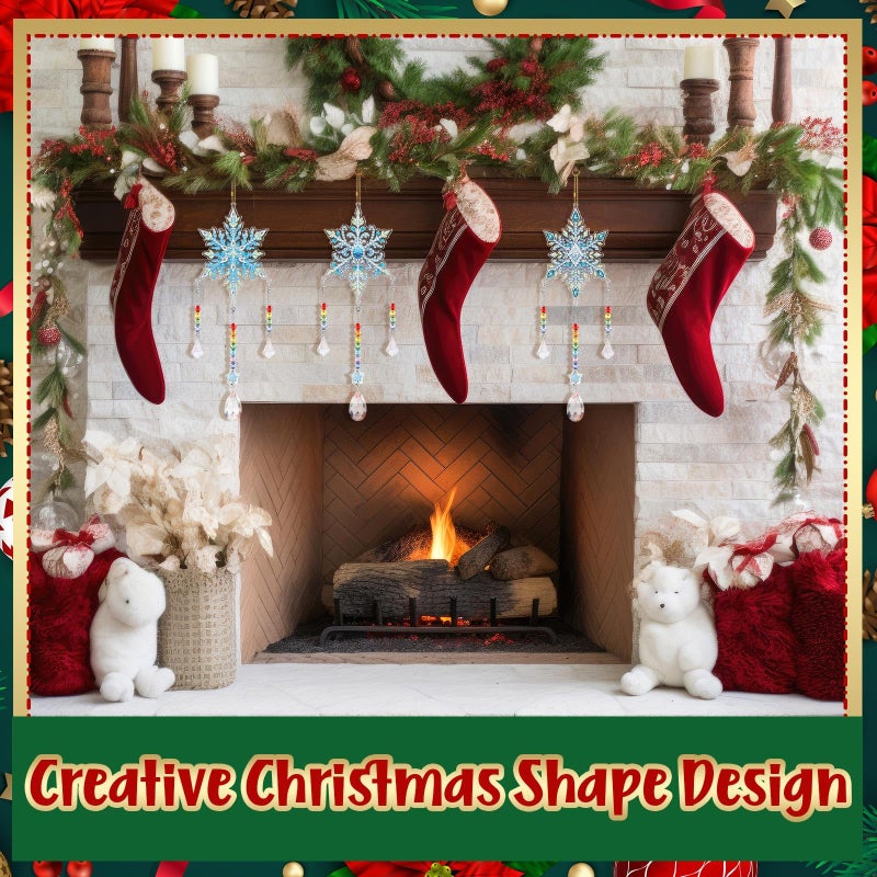 Jetec 3 Pcs Christmas Diamond Art Kits Painting Suncatcher Wind Chime Double Sided Crystal Hanging Ornaments for DIY Crafts Window Home Garden Decor(Snowflake) - Image 5