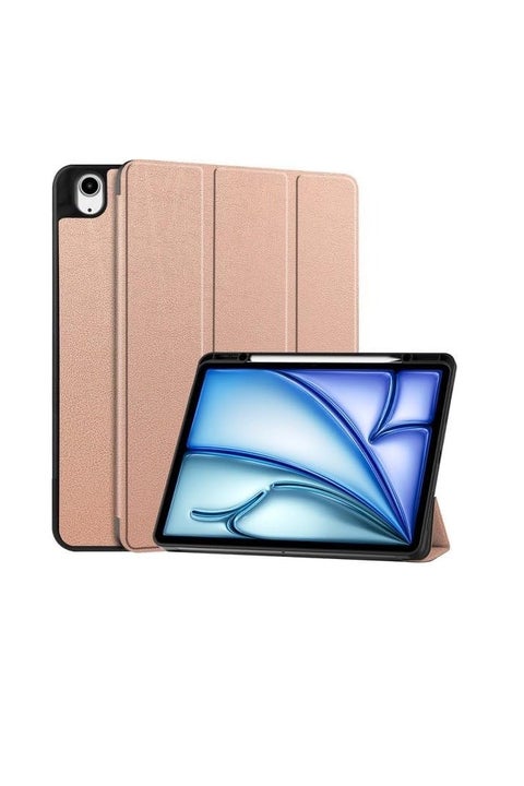 حافظة لجهاز iPad Air 11 بوصة M2 2024 iPad Air 5 4 10.9 2022 2020 الجيل مع حامل قلم غطاء ذكي من مادة TPU الناعمة باللون الأسود والذهبي الوردي والجلد