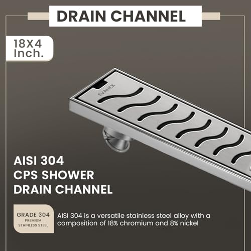 EVANEX EVANEX Bathroom Drain Drainer | 24x4 Inch 304 Grade Stainless Steel Shower Drain Channel | Drain Strainer for Bathroom with Cockroach Trap (Silver Wave, 24 x 4 Inch) - Image 5