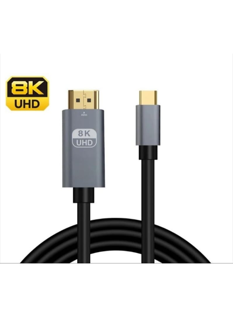 8K 60Hz 4K 120Hz USB C Type C to HDMI Cable 8K Thunderbolt4/3 Phone Laptop to TV Converter HDTV Monitor PC Length : 2m - Image 1