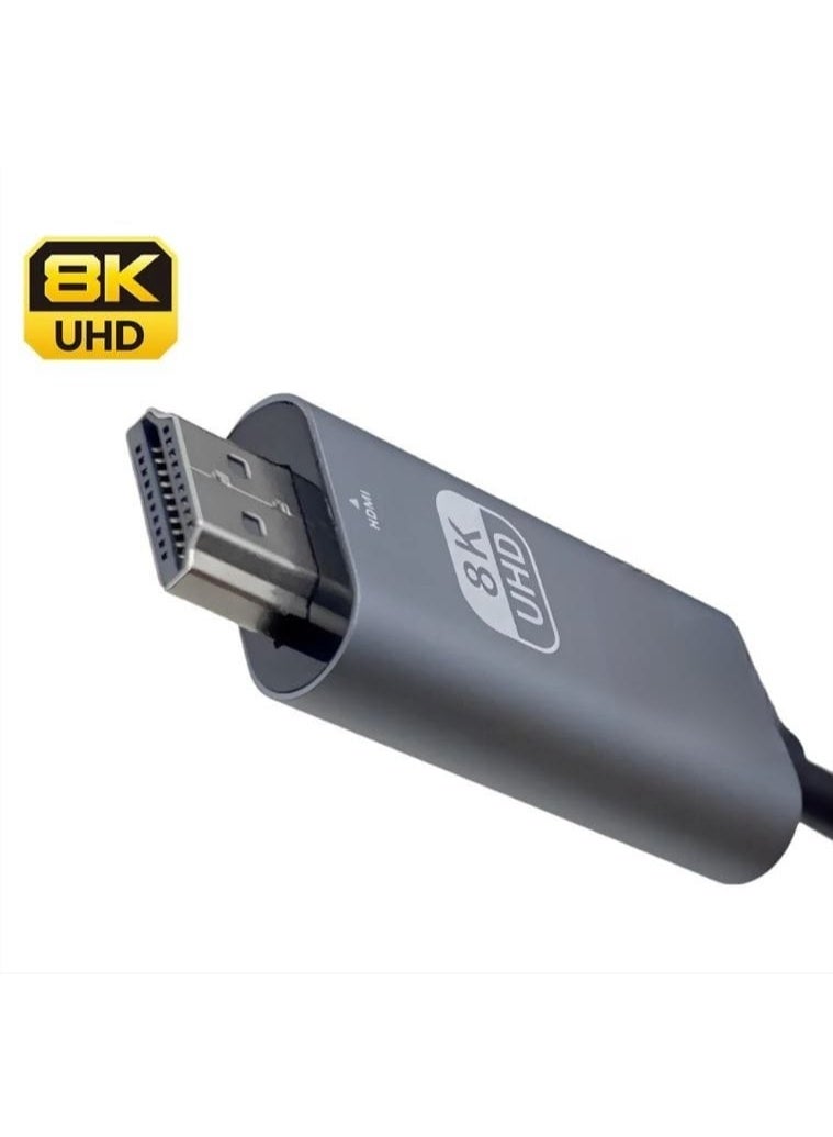 8K 60Hz 4K 120Hz USB C Type C to HDMI Cable 8K Thunderbolt4/3 Phone Laptop to TV Converter HDTV Monitor PC Length : 2m - Image 3