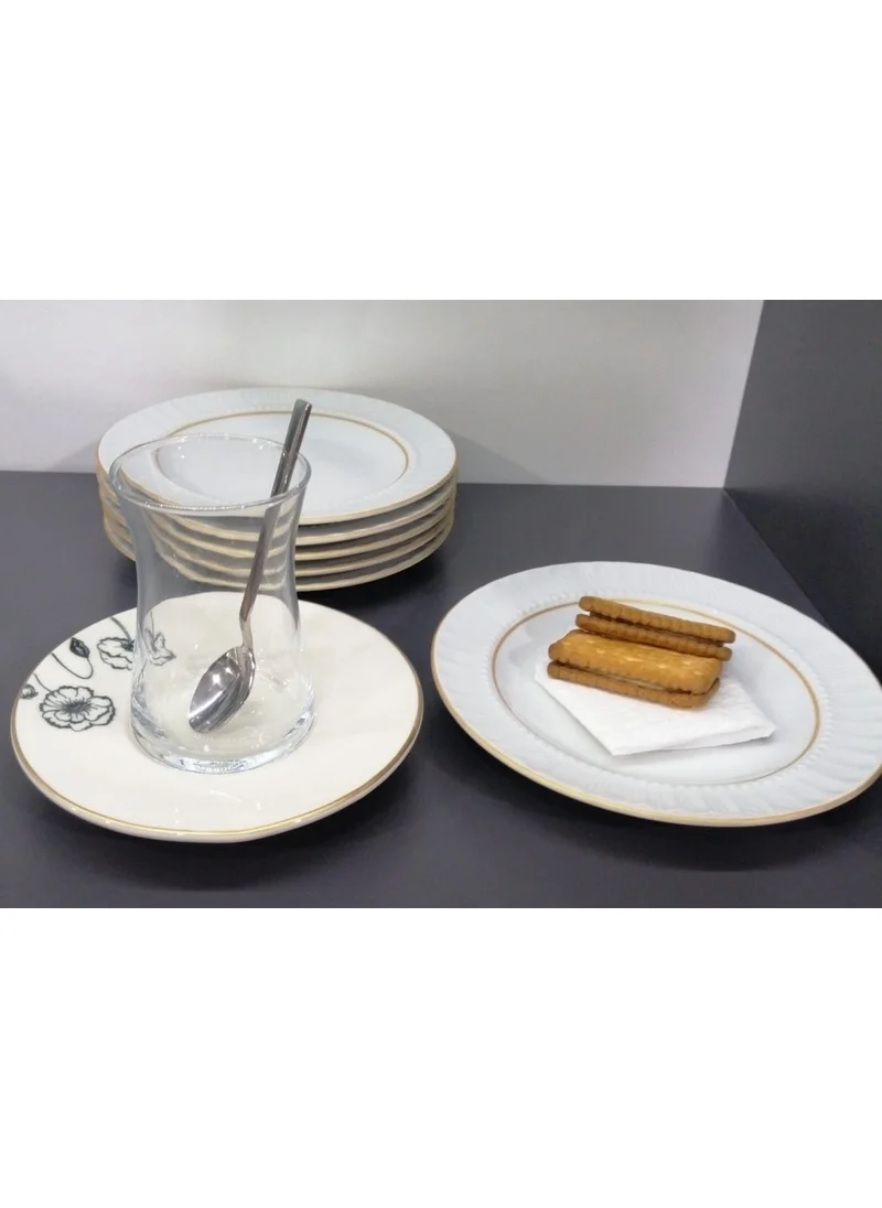بورلاند Porcelain Sapphire 12 Pieces 16 cm Small Dessert Plate (Gilt Guaranteed)