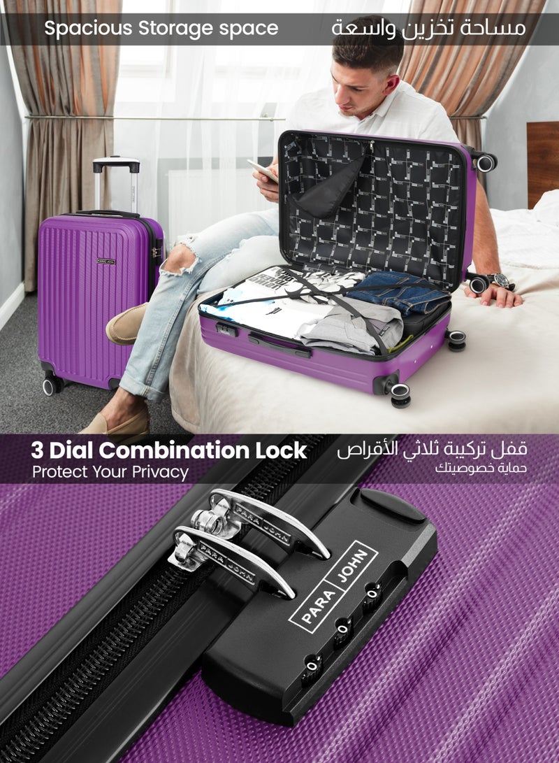 PARAJOHN Alpha Cabin Size Lightweigh ABS Hardside Spinner Luggage Trolley -20 Inch | Carrying 10KG 4-Wheel Hardshell Suitcase-Purple - Image 3