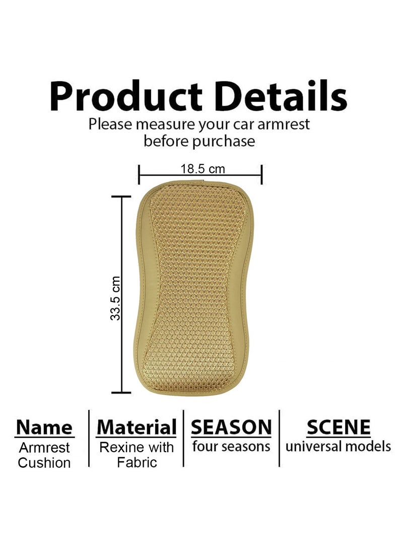 MOB Premium BEIGE Breathable Fabric Armrest Cushion Pad for Car , Center Console Armrest Cushion - Image 3